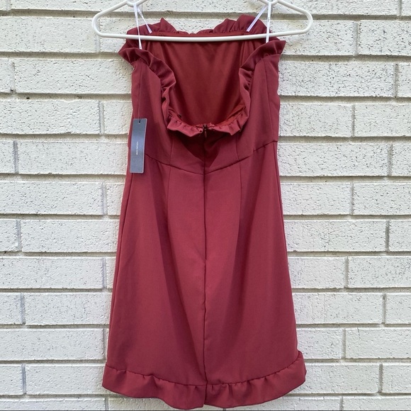 Lulus | Strapless Ruffled Mini Dress Medium - Picture 2 of 6